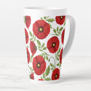 Tasse Latte Fleurs d'été joyeuses floraison de pavot