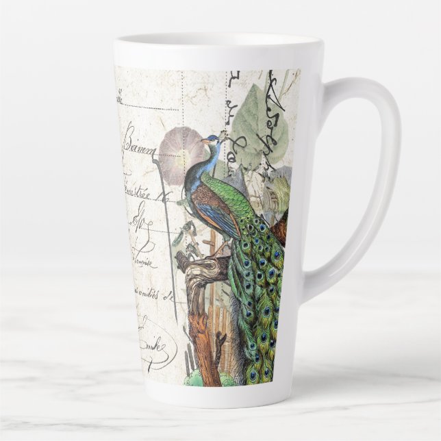 Tasse Latte Fleurs d'oiseaux de l'éphémère français de Peacock (Droite)