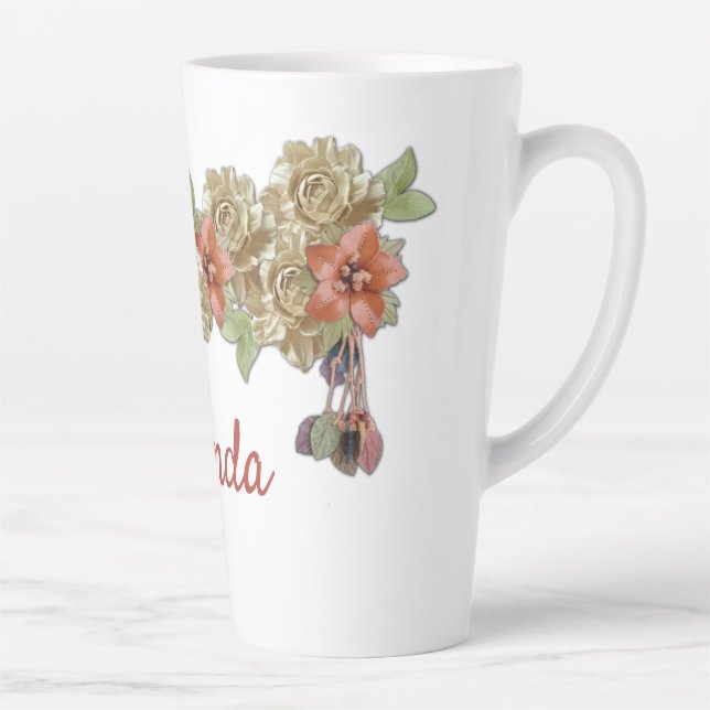 Tasse Latte Fleurs en cuir (Droite)