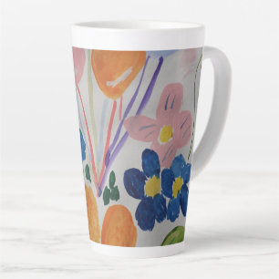 Tasse Latte Fleurs et ballons en latte