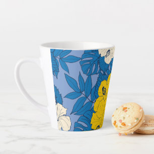 Tasse Latte Fleurs et feuilles d'Hibiscus