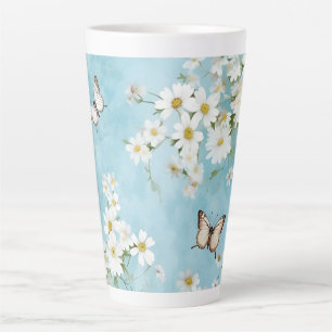 Tasse Latte Fleurs et papillons