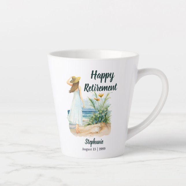 Tasse Latte Fleurs et Plage de femmes Parti de retraite à thèm (Droite)