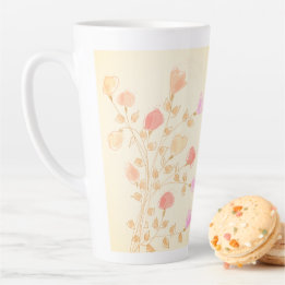 Tasse Latte Fleurs Filles Design avec Pink et Peach