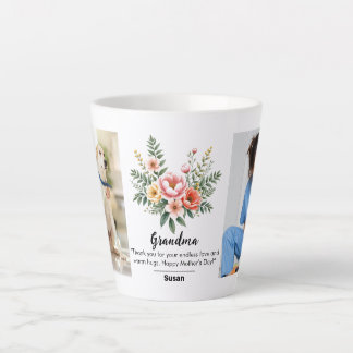 Tasse Latte Fleurs florales Fête des mères Granma Cadeau Combo