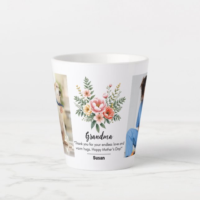 Tasse Latte Fleurs florales Fête des mères Granma Cadeau Combo (Devant)