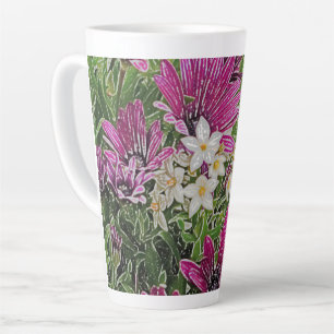 Tasse Latte Fleurs Florales/Jolies Fleurs Roses Et Blanches