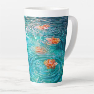 Tasse Latte Fleurs flottant sur l'eau