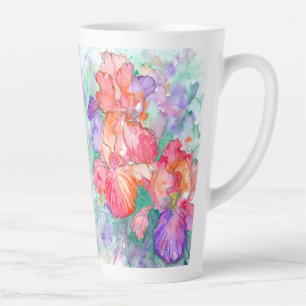 Tasse Latte Fleurs gracieuses - Iris Fleurs Poème de la Fête d