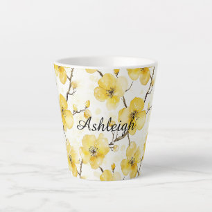 Tasse Latte Fleurs jaunes d'or