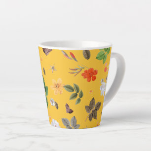Tasse Latte Fleurs jaunes et roses blanches 10