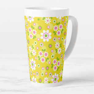 Tasse Latte Fleurs Mood Rétro Jaune & Blanc