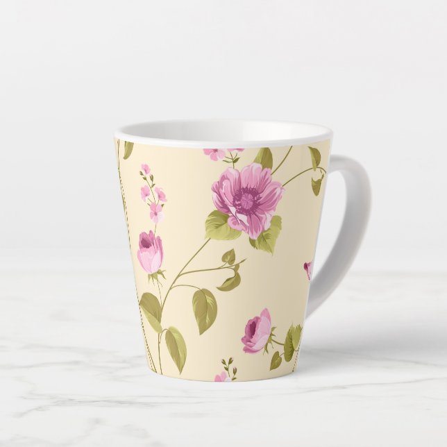 Tasse Latte Fleurs Motif 16 (Angle droit)