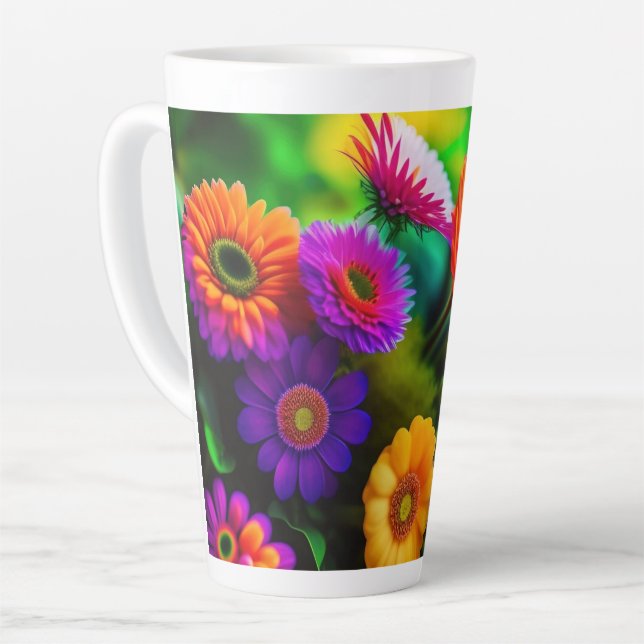 Tasse Latte Fleurs partout (Angle gauche)