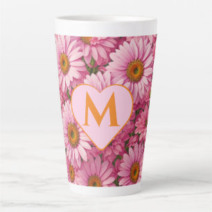 Tasse Latte Fleurs roses fleuris roses marguerites rose
