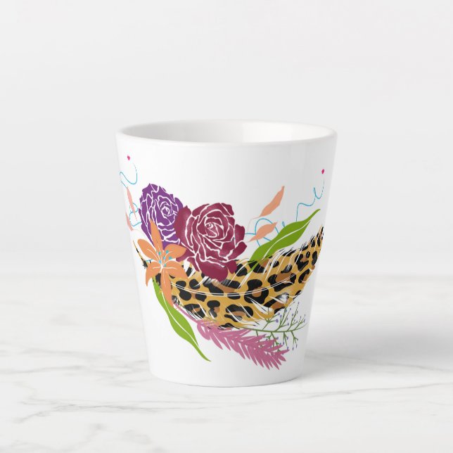 Tasse Latte Fleurs sauvages : Élégante décoration botanique (Devant)