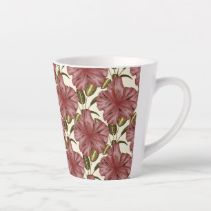Tasse Latte Fleurs tropicales sans couture motif   fleurs roug