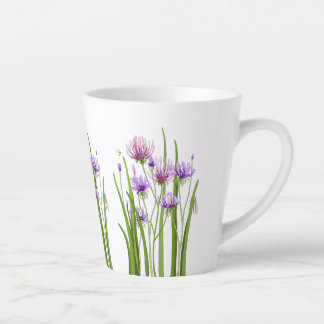 Tasse Latte Fleurs violettes et bugs en latte