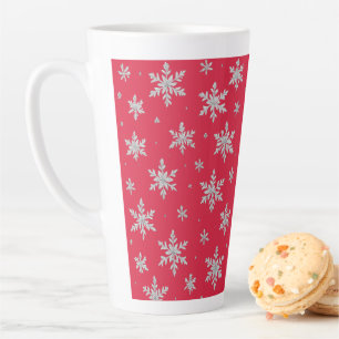 Tasse Latte Flocon de Neige Élégant Argent Vacances d'Hiver