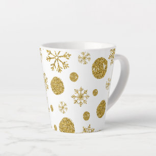 Tasse Latte Flocons de Neige Dorés 1
