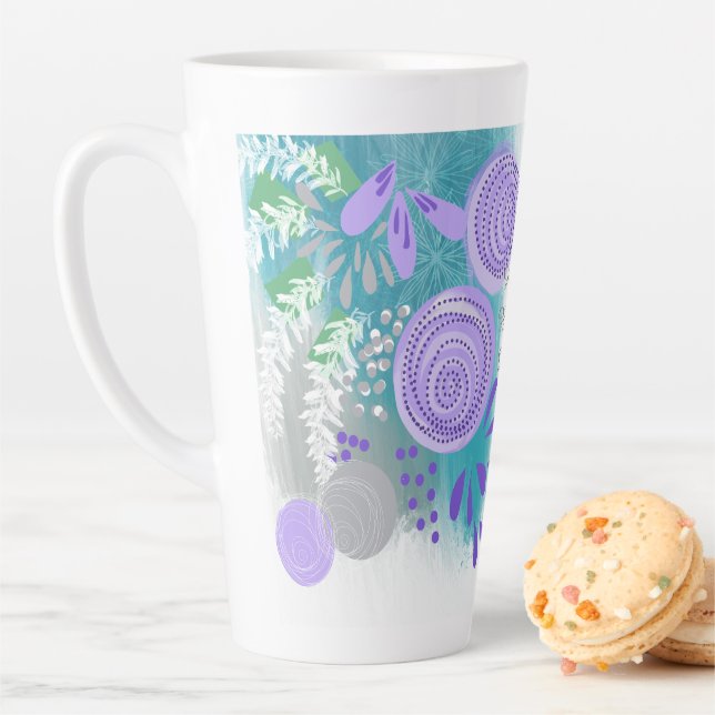 Tasse Latte Floral Abstrait moderne (En situation)