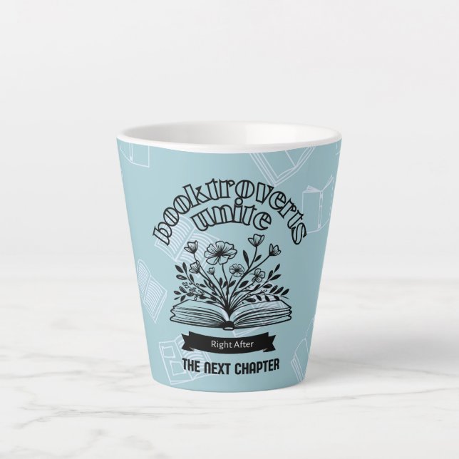 Tasse Latte Floral "Booktroverts Unite" (Devant)