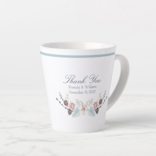 Tasse Latte Floral d'hiver et Mariage d'aquarelle de feuillage