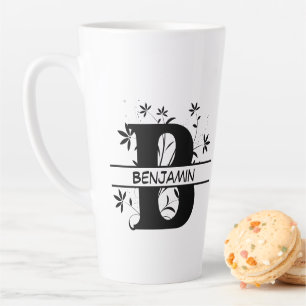 Tasse Latte Floral Fractionné Alphabet Customisé Lettre B