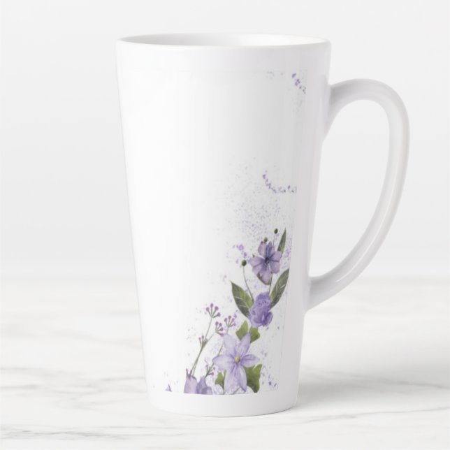Tasse Latte Floral pourpre (Droite)