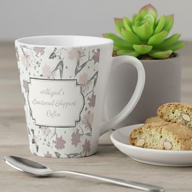 Tasse Latte Floral Sage Blush Pink Wildflower Funny Message (Créateur téléchargé)