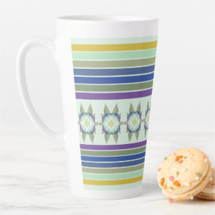 Tasse Latte Floral Turquoise moderne Accentué