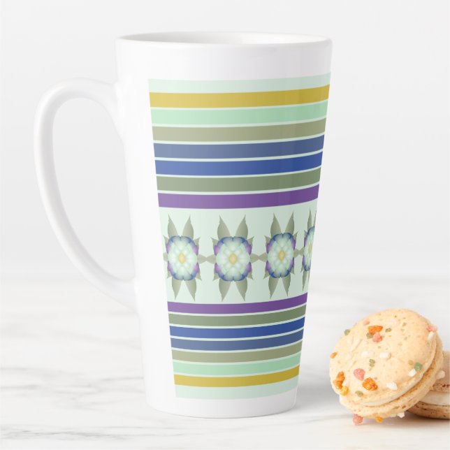 Tasse Latte Floral Turquoise moderne Accentué (En situation)
