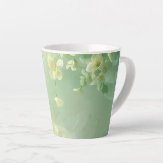 Tasse Latte Florale rêveuse Vert Sauge Doux et Vert Menthe
