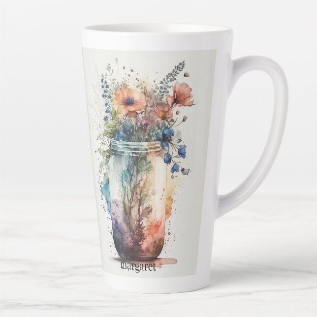 Tasse Latte Floraux multicolores #6 (Droite)