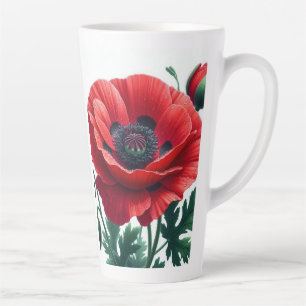Tasse Latte Flore de pavot rouge