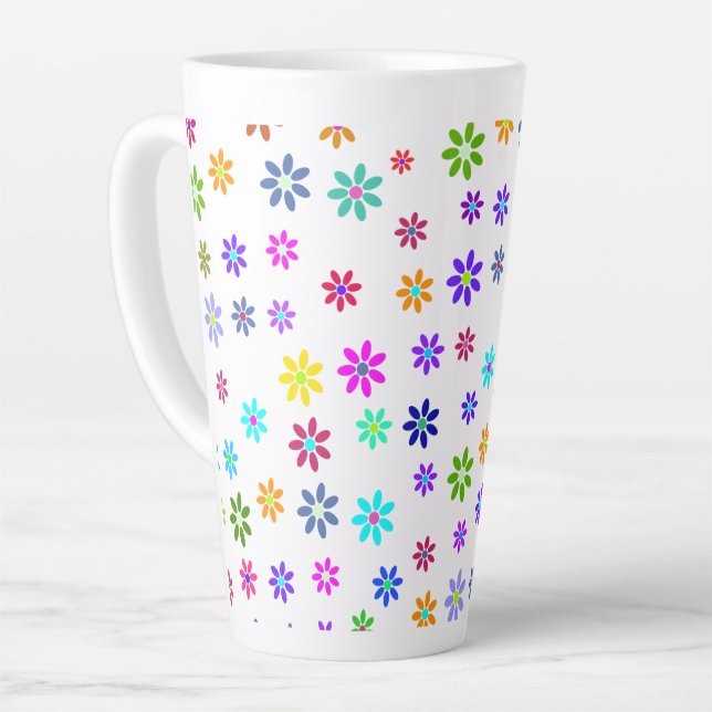 Tasse Latte Flower Power Shower - motif coloré 1 (Angle gauche)