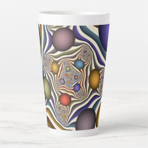 Tasse Latte Flying Up Colorful Moderne Art Fractal Abstrait