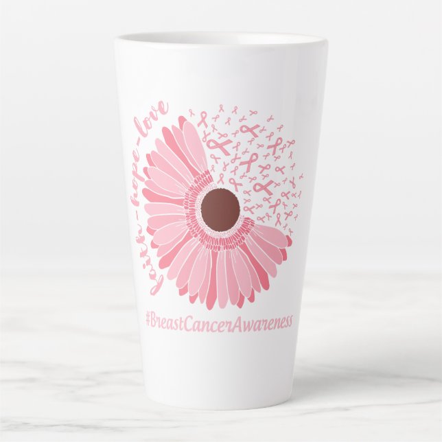 Tasse Latte Foi, Espoir, Amour - Sensibilisation au cancer du  (Devant)