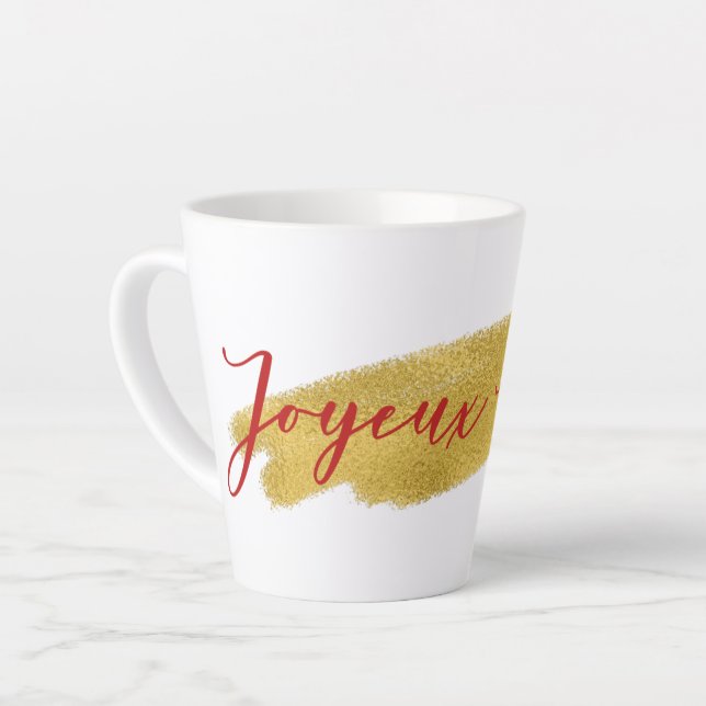 Tasse Latte Foil or moderne Joyeux Noel Noël (Angle gauche)