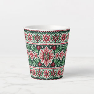 Tasse Latte Foire de Noël/hiver île rouge et verte