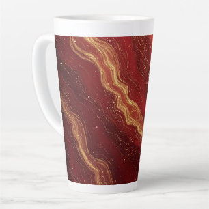 Tasse Latte Fond abstrait en marbre doré avec des tourbillons 