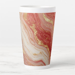 Tasse Latte Fond abstrait en marbre doré avec des tourbillons 