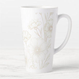Tasse Latte Fond élégant à motif floral bohème encadré par des