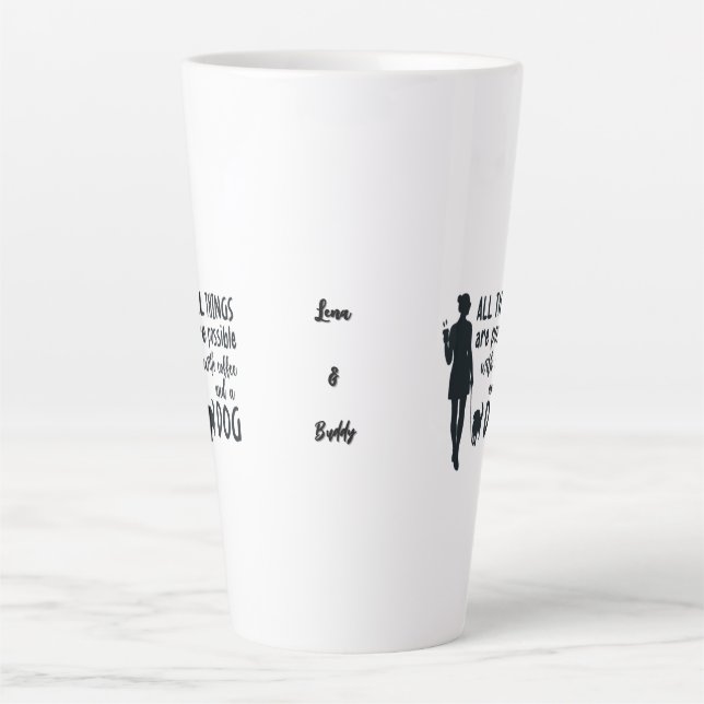 Tasse Latte For coffee and dog lovers: customizable (Devant)