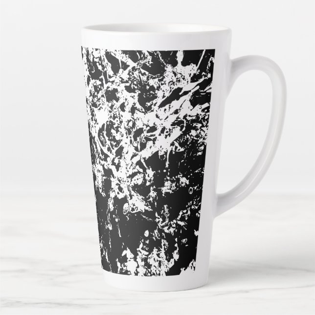Tasse Latte Formation de glace Abstraite noire et blanche (Droite)