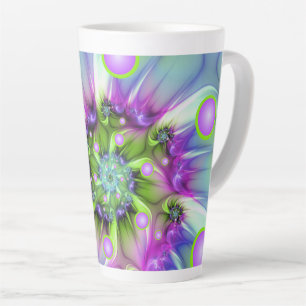 Tasse Latte Formes arrondies de spirale colorées Art fractal A