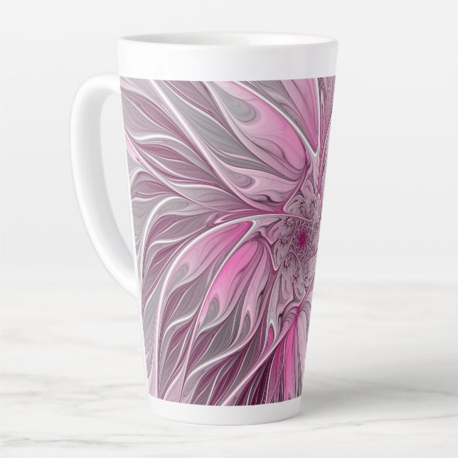 Tasse Latte Fractal Art Rose Flower Dream, Imaginaire Floral (Angle gauche)