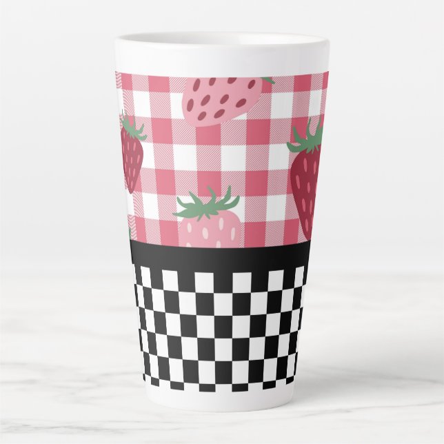 Tasse Latte Fraises Whimsical et tableau de bord (Devant)