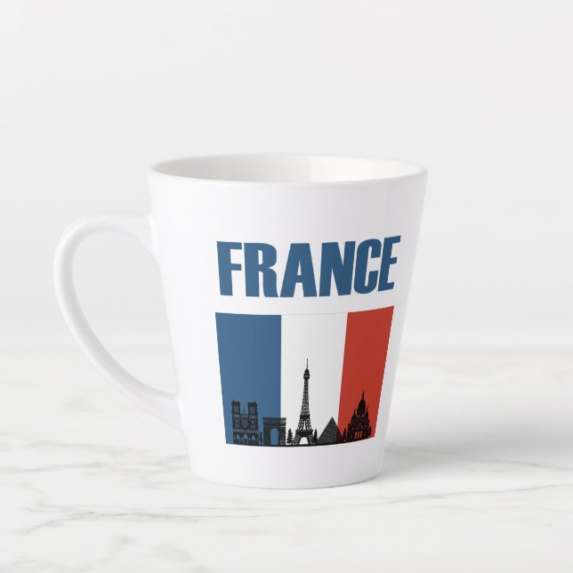 Tasse Latte France Travel - Paris City Skyline Pavillon França (Gauche)