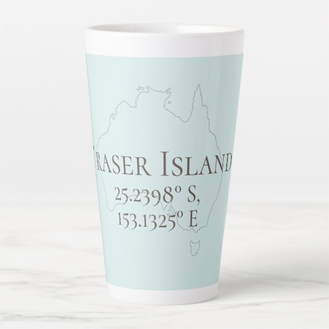 Tasse Latte Fraser Island Australie Latitude & Longitude (Devant)